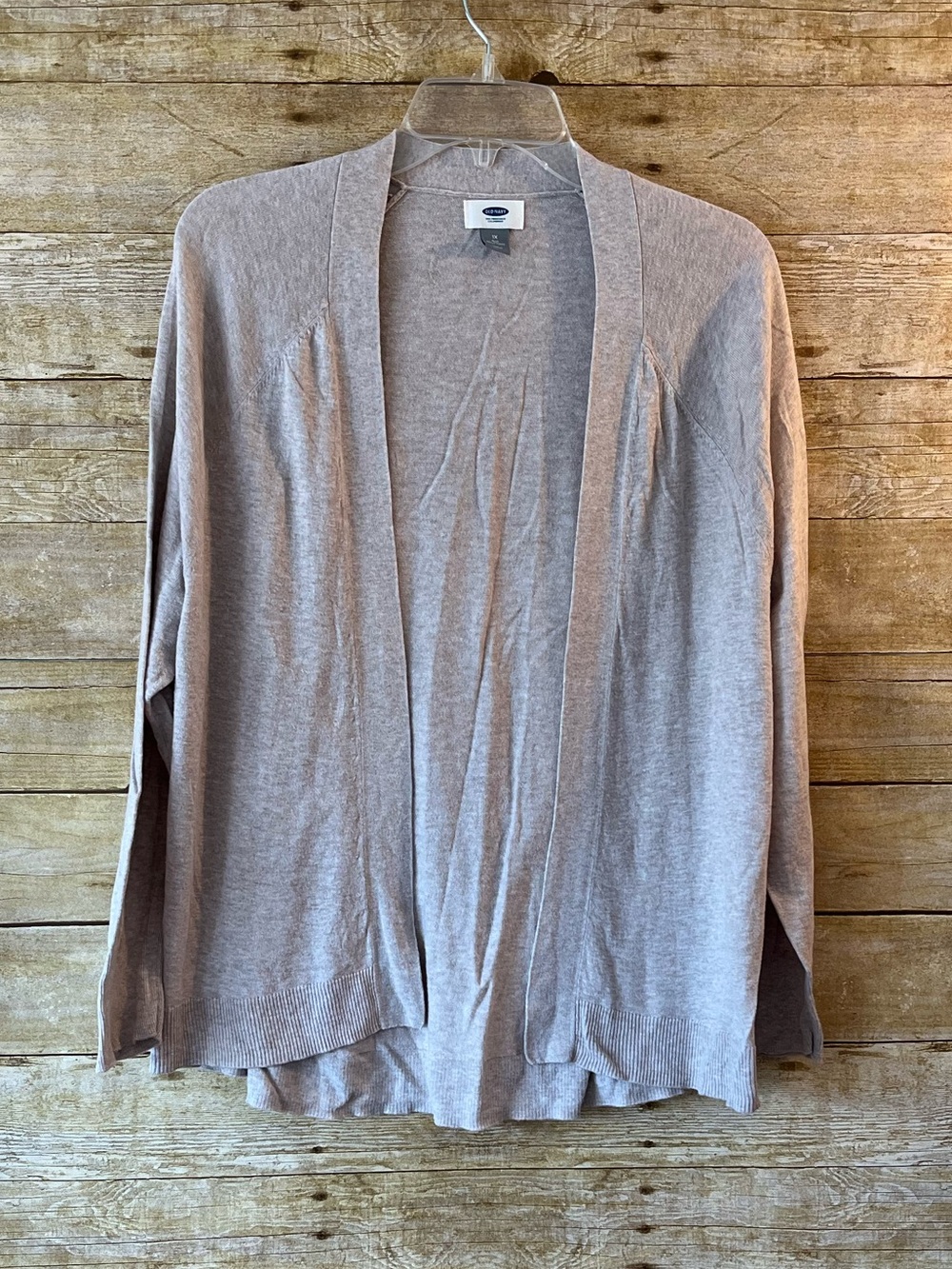 Old Navy Light Taupe Beige Lightweight Open-Front Cardigan Plus Size 1X EUC